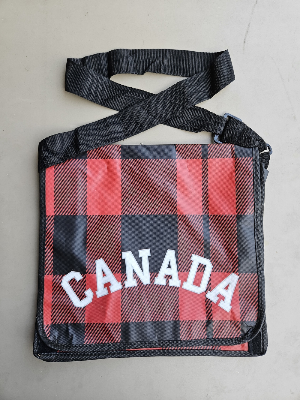 Canada Red Plaid Messenger Bag for Men